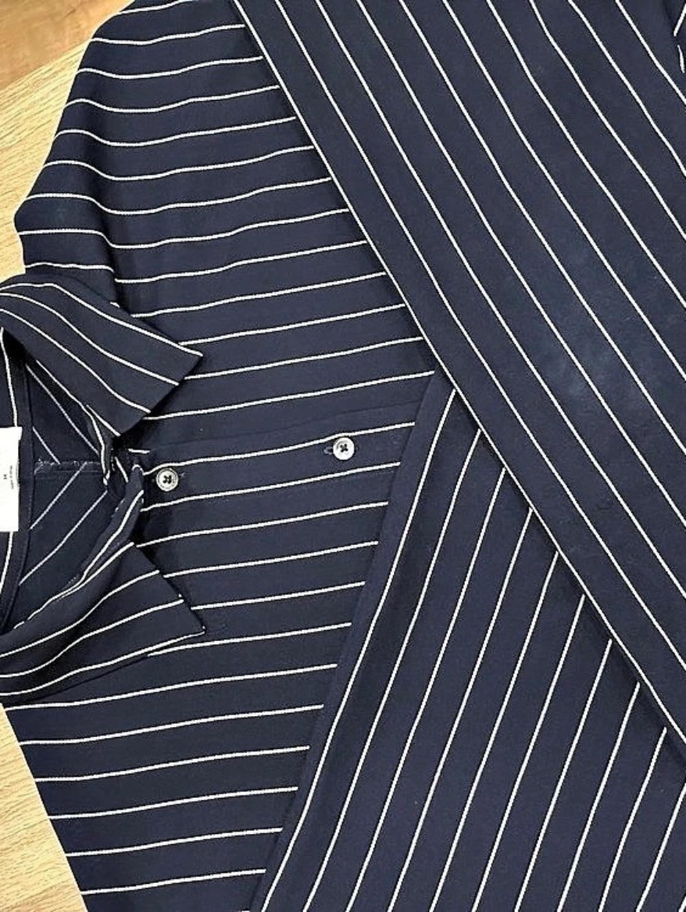 BABATON Striped Button Down in Blue & White . Medium size - Picture 4 of 6